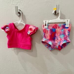 Summer Sky Pink Tie Dye Ruffle Bikini Swim